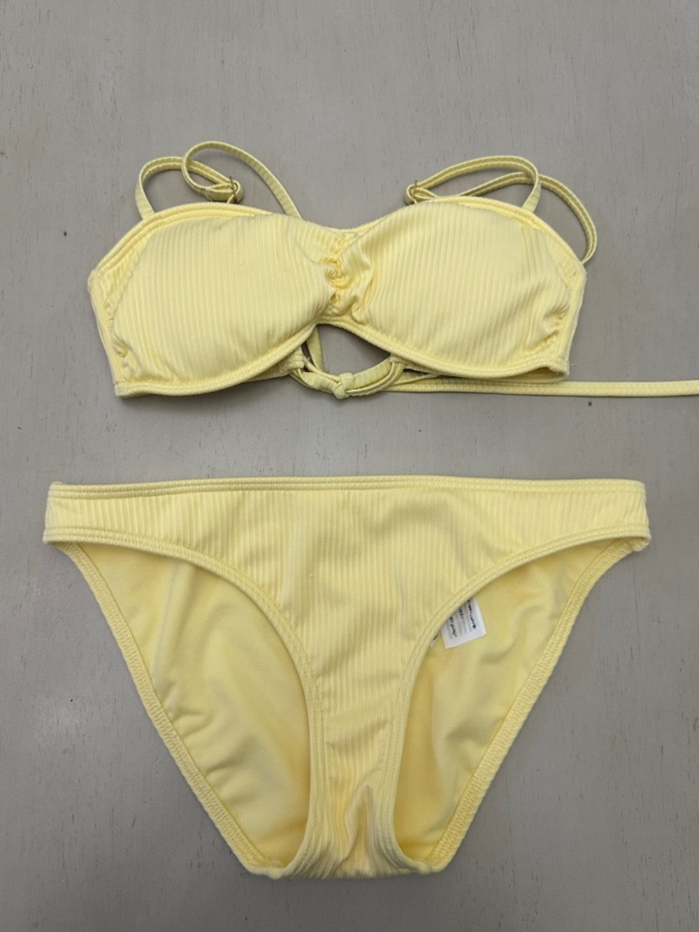Hollister Buttery Yellow Ribbed Bandeau Bikini Set
